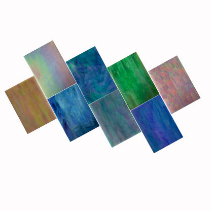 HAOSUM 8 Pack Iridescent Rainbow Stained Glass Sheets,4 x 6 inch Mosaic Glass,Art Glass Opaque for DIY Kits, Mosaics Projects (Iridescence)
