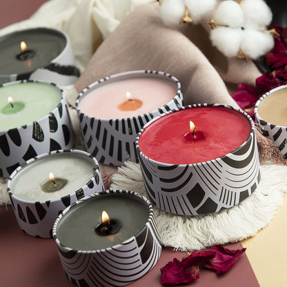 Hearth & Harbor Tin Candle Jars for Making Candles - DIY Candle Containers with Lids - Metal Candle Jars - Bulk Tins Storage for Candle - (24 Pieces) - (8 Ounces) - Black and White Abstract