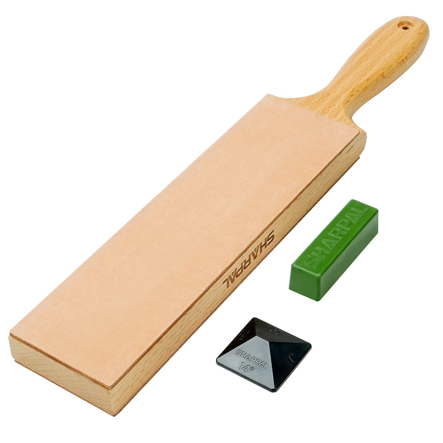 SHARPAL 205H Double-Sided Leather Strop 13.2" x 2.4" Kit, Genuine Cowhide Stropping Block with 2 oz Polishing Compound & Angle Guide, Knife Strop for Honing Knives, Tools, Fathers Day Gift