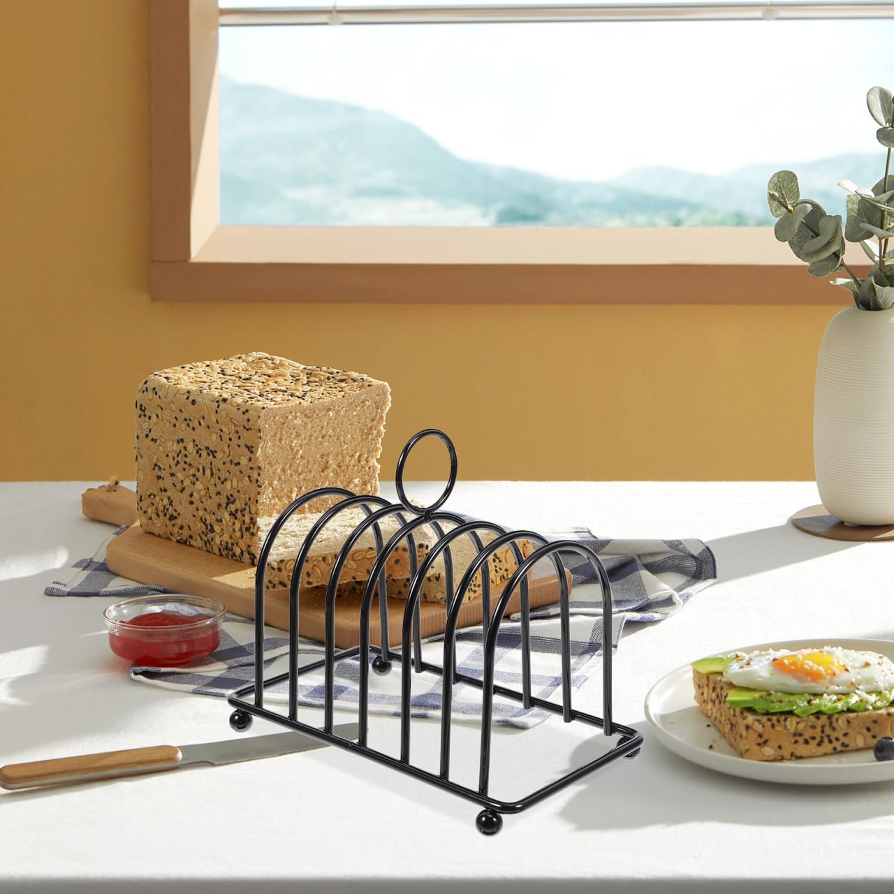 PartyKindom Stainless Steel Multifunctional Bread Rack Toast Holder Rack for Kitchen and Dining Room: Multi-Functional Toast for Sliced Bread and Book Storage Space-Saving