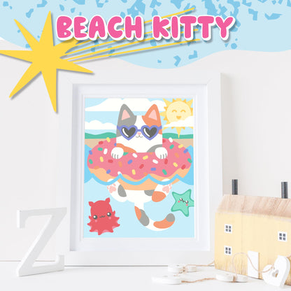 Astrakuma Studio Paint by Numbers for Kids Ages 8-12 - Cat Donut Painting by Number Kits with Pre Drawn Canvas Boards, Small Animals Paint and Sip Kit for Beginner Artist, Easy Acrylic Paint-By-Number