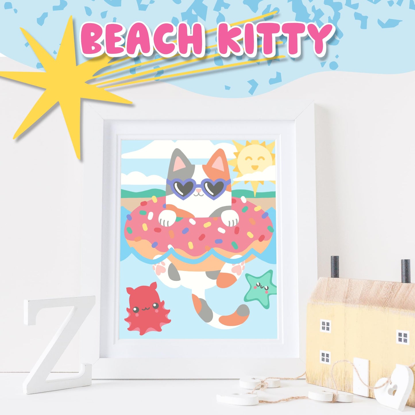 Astrakuma Studio Paint by Numbers for Kids Ages 8-12 - Cat Donut Painting by Number Kits with Pre Drawn Canvas Boards, Small Animals Paint and Sip Kit for Beginner Artist, Easy Acrylic Paint-By-Number
