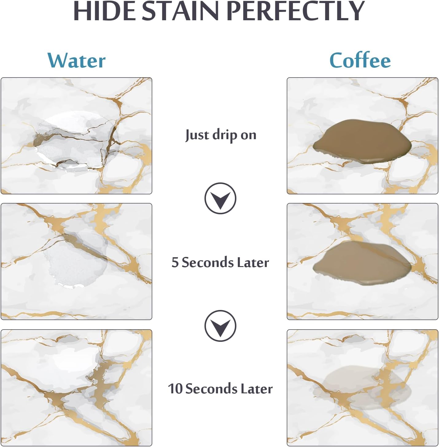 EMMTEEY Coffee Mat Dish Drying Mat for Kitchen Counter, 24"x16" Marble Coffee Maker Mats, Absorbent Rubber Backed