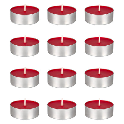 Mega Candles 12 pcs Unscented Oversize Red Tea Lights Candles, Pressed Wax Candle 12 Hour Burn Time, Home Décor, Wedding Receptions, Occasions, Events, Meditations, Tranquility, Spa