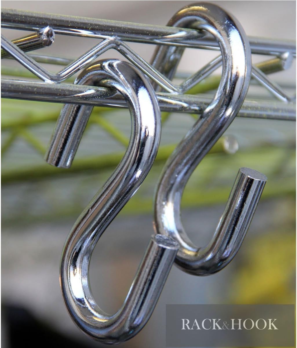WALLNITURE Heavy-Duty Small S Shaped Utility Hooks, Chrome Finish, Pack of 2