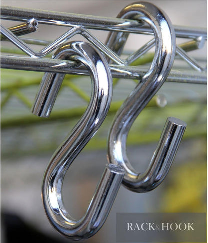 WALLNITURE Heavy-Duty Small S Shaped Utility Hooks, Chrome Finish, Pack of 2