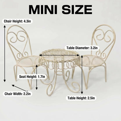 6 PCS Dollhouse Miniature Bistro Table & Chairs Set with Lemonade Pitcher and Cups 1 12 Scale Metal Furniture Fairy Garden Kitchen Decoration Accessories