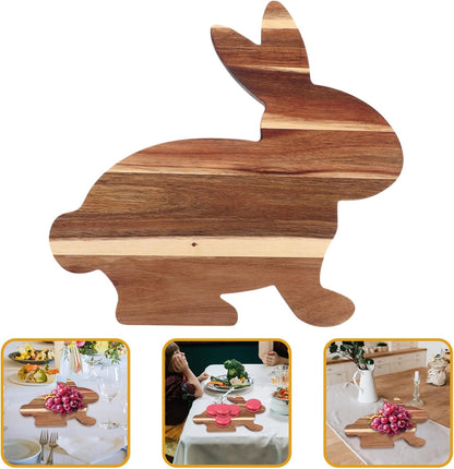 BESTOYARD Bunny Shaped Wooden Serving Board, Wood Cutting Board, Easter Serving Platter for Cheese and Vegetables