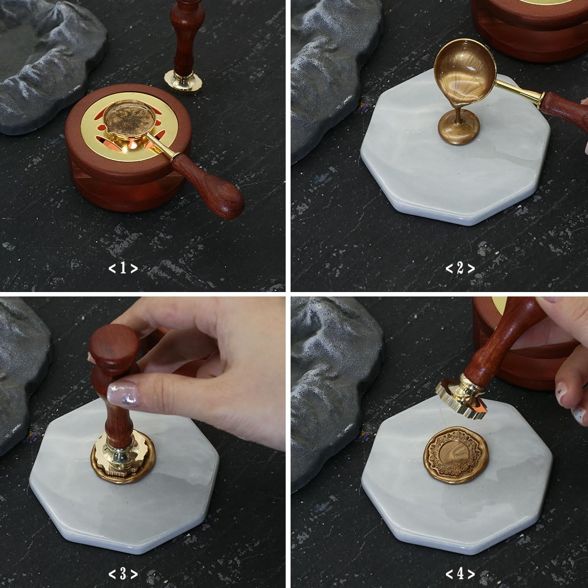 Frame Wax Seal Stamp, WASOHLING Great Details 3D Embossed Relief Carving Head and Wood Handle for Wax Seal Stamp Kit, Decor for Envelope Letter Wedding Invitation (F08)