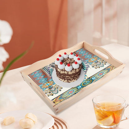 JISHSHAY Diamond Art Serving Tray Diamond Painting Food Tray Gem Art Serving Platter Gem Painting Mosaic Kits for Adults DIY Kits for Adults, with Wood Handle 20×30cm/7.87×11.81in, Wolf
