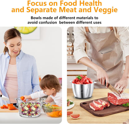 Betterlee Electric Food Processor, Meat Grinder with Two 8 Cups Bowls, 2 Speed Onion Chopper for Meats