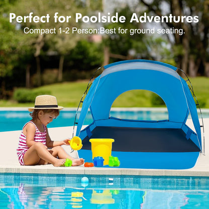 Beach Tent, Portable Sun Shelter for 2/3/4/6-8 Person with UPF 50+ UV Protection, Easy Setup Waterproof Beach Shade Canopy Cabana for Family Outdoor and Picnics, Fishing with Carrying Bag