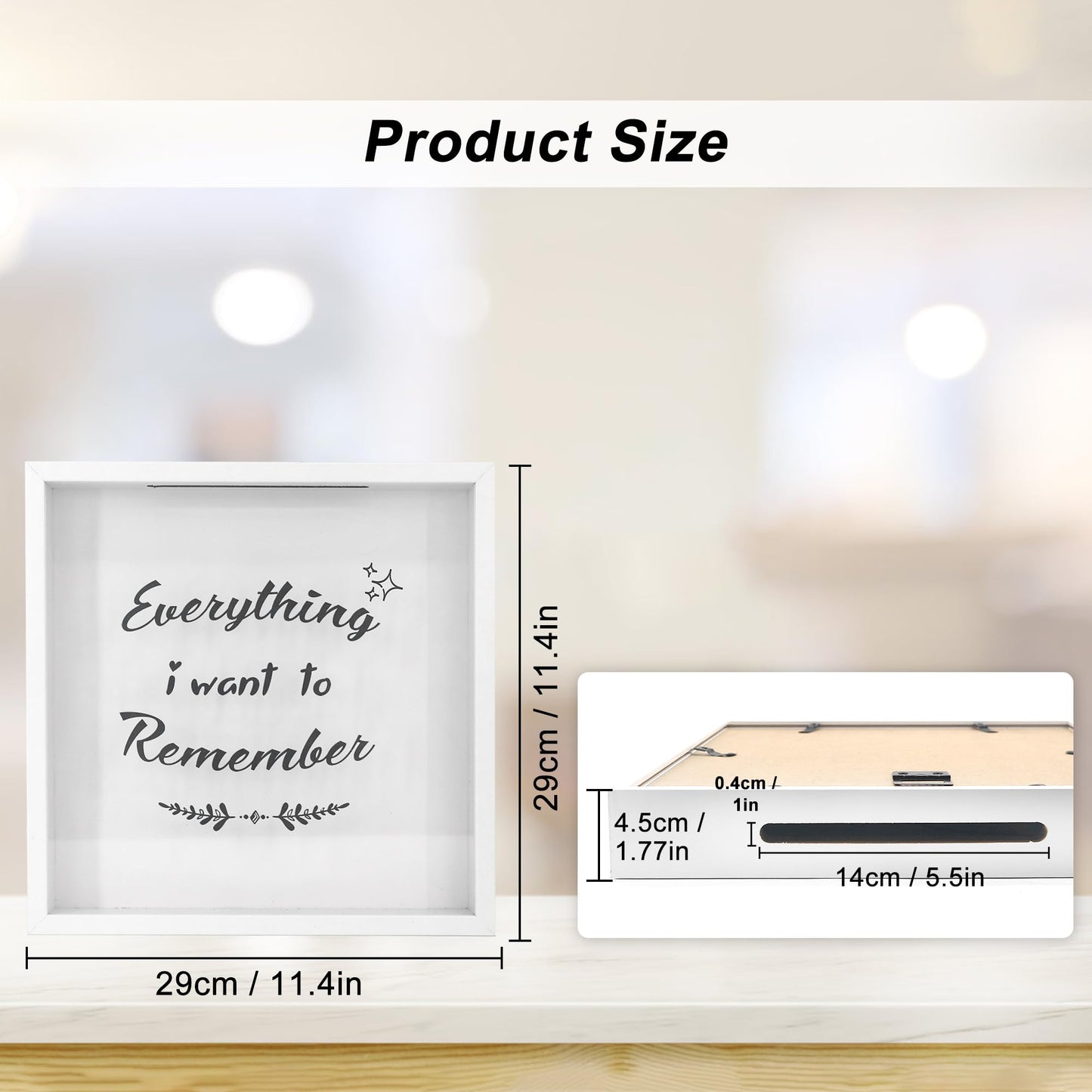 FramePro 12"x12" Travel Shadow Box with Slot – Adventure Archive Memory Box for Tickets, Souvenirs & Photos | Wall-Mountable Keepsake Display Case with Real Glass & Wood Frame (White)