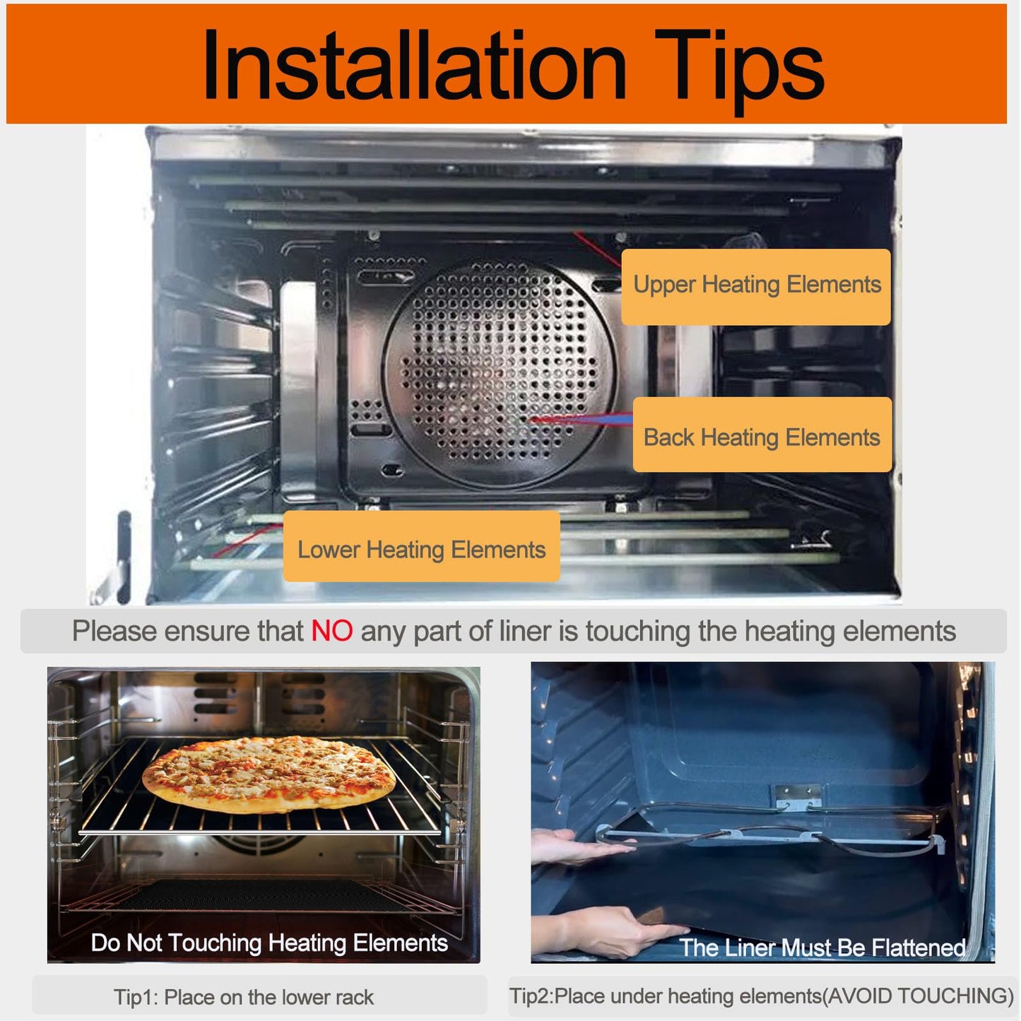 Oven Liners for Bottom of Oven, 16x24 inch Thick Heavy Duty Non Stick Teflon Oven Mats, BPA and PFOA Free Reusable Oven Liners for Bottom of Electric Oven (5 Pack)