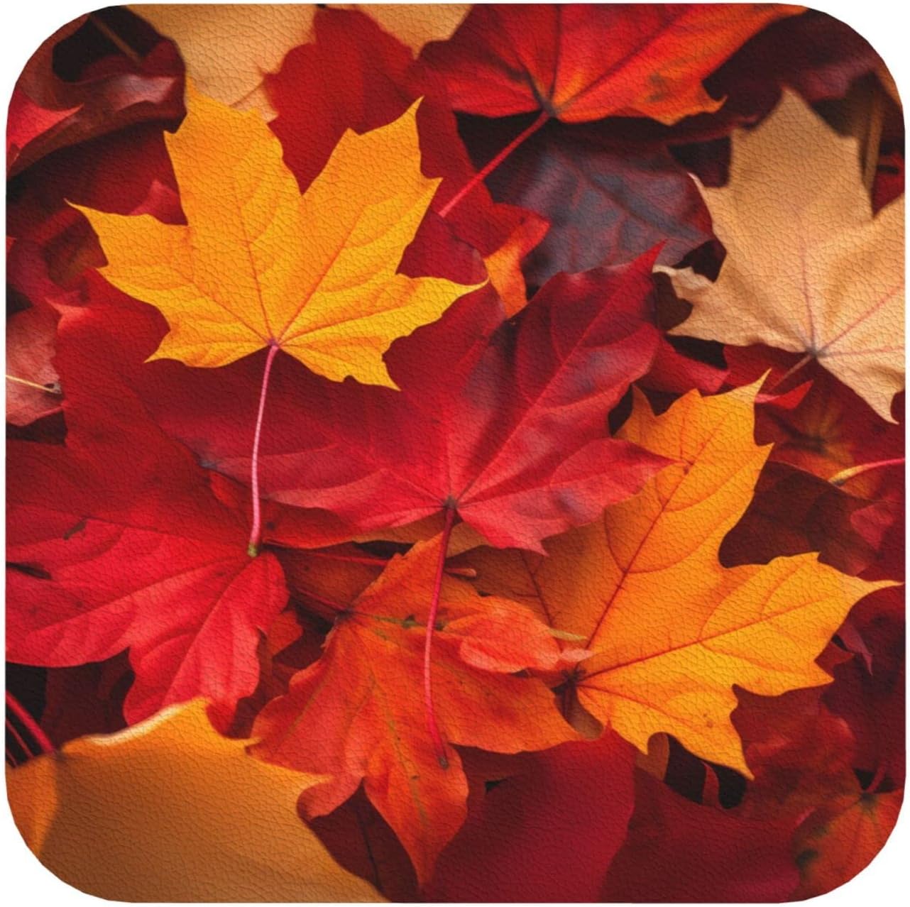 Nameapo Set 6 Autumn Fall Leaves Coasters for Drinks Leather Coasters of for Coffee Table for Housewarming Kitchen Bar