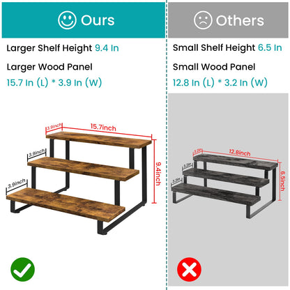 ELITEROO 3 Tier Wooden Display Riser Stand, Portable Products Display Shelf, 3 Step Straight Display Rack for Retail Tabletop, Countertop, Craft Shows, Farmers Market, Tradeshows, Vendors
