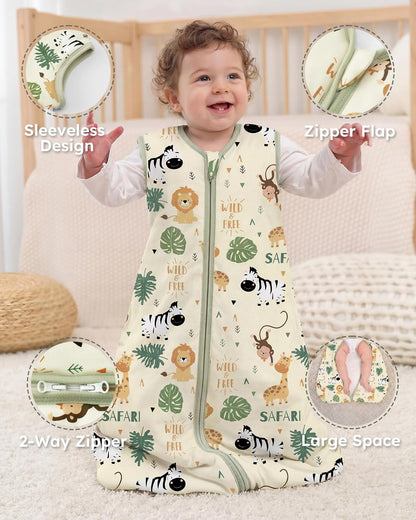 Yoofoss Baby Sleep Sack - 1.5 Tog Wearable Blanket for 0-6 Months | Soft Organic Cotton, 2-Way Zipper