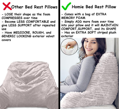 Homie Reading Pillow with Wrist Support, Has Arm Rests, and Back Support for Bed Rest, Lounging, Reading, Working on