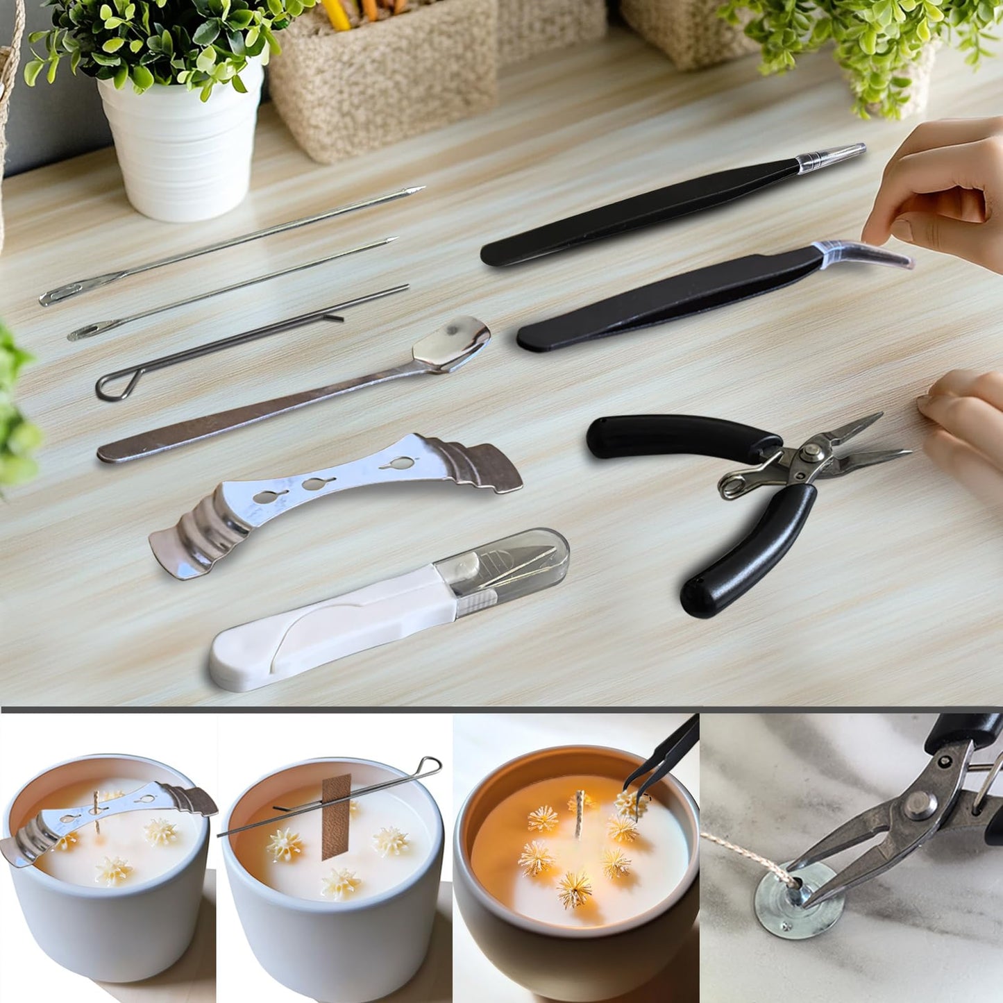 Candle Making Kit for Adults Beginners with Storage Bag, Candle Making Supplies Used for Punching and Inserting Candle Mold Wicks, Candle Making Tools Including Punching Needle with Hook and Large Eye