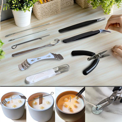 Candle Making Kit for Adults Beginners with Storage Bag, Candle Making Supplies Used for Punching and Inserting Candle Mold Wicks, Candle Making Tools Including Punching Needle with Hook and Large Eye