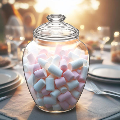140-Ounce (7.5"(D) 10.5"(H)), Amazing Abby - Sugar Sugar - Plastic Candy Jar with Lid, Large Cookie Jar x Apothecary