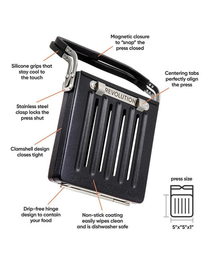 Revolution Toastie Press (Works With All Toasters) Conveniently Toast Delicious Grilled Cheeses, Quesadillas, and Paninis in Your Toaster