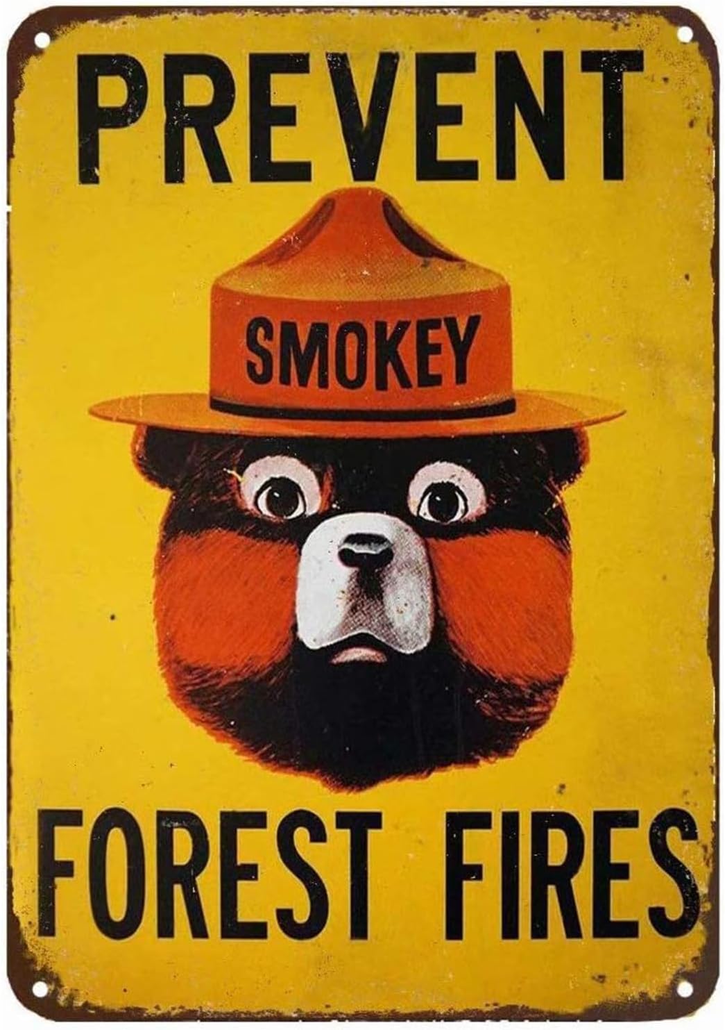 CCPARTON Smokey Bear Prevent Forest Fires Metal Tin Sign, Retro Wall Decor 8x12 Inch