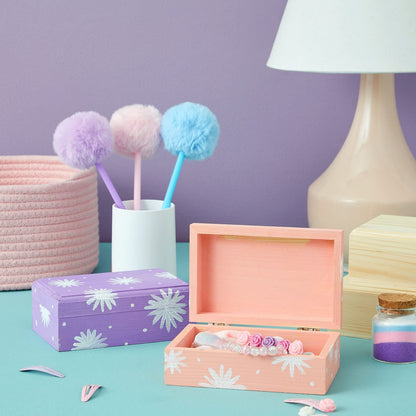 Bright Creations Wooden Boxes - 4 Pack, 5.5 x 3.5 x 2 in, Unfinished Pinewood - Wood Box with Hinged Magnetic Lid - DIY Crafts & Storage