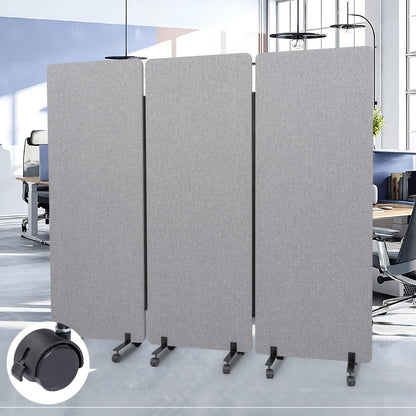 Room Divider Soundproof Privacy Panel with Wheels, 3 Panel Portable Office Wall Divider for Room Partition, Soundproof Partition Room Dividers Cubicle Wall Temporary Wall Space Separator for Office
