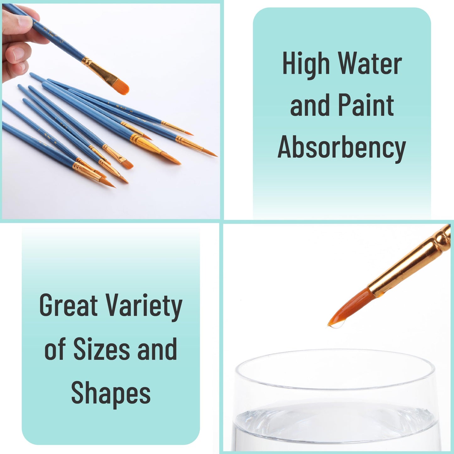 Mr. Pen- Acrylic Paint Brushes Set, 100 Pack, Round & Pointed Tip, Nylon Hair Artist Brushes Bulk for Watercolor, Oil, Rock, Face, Nail, Miniature, Canvas, Detailing, Drawing, Art Supplies