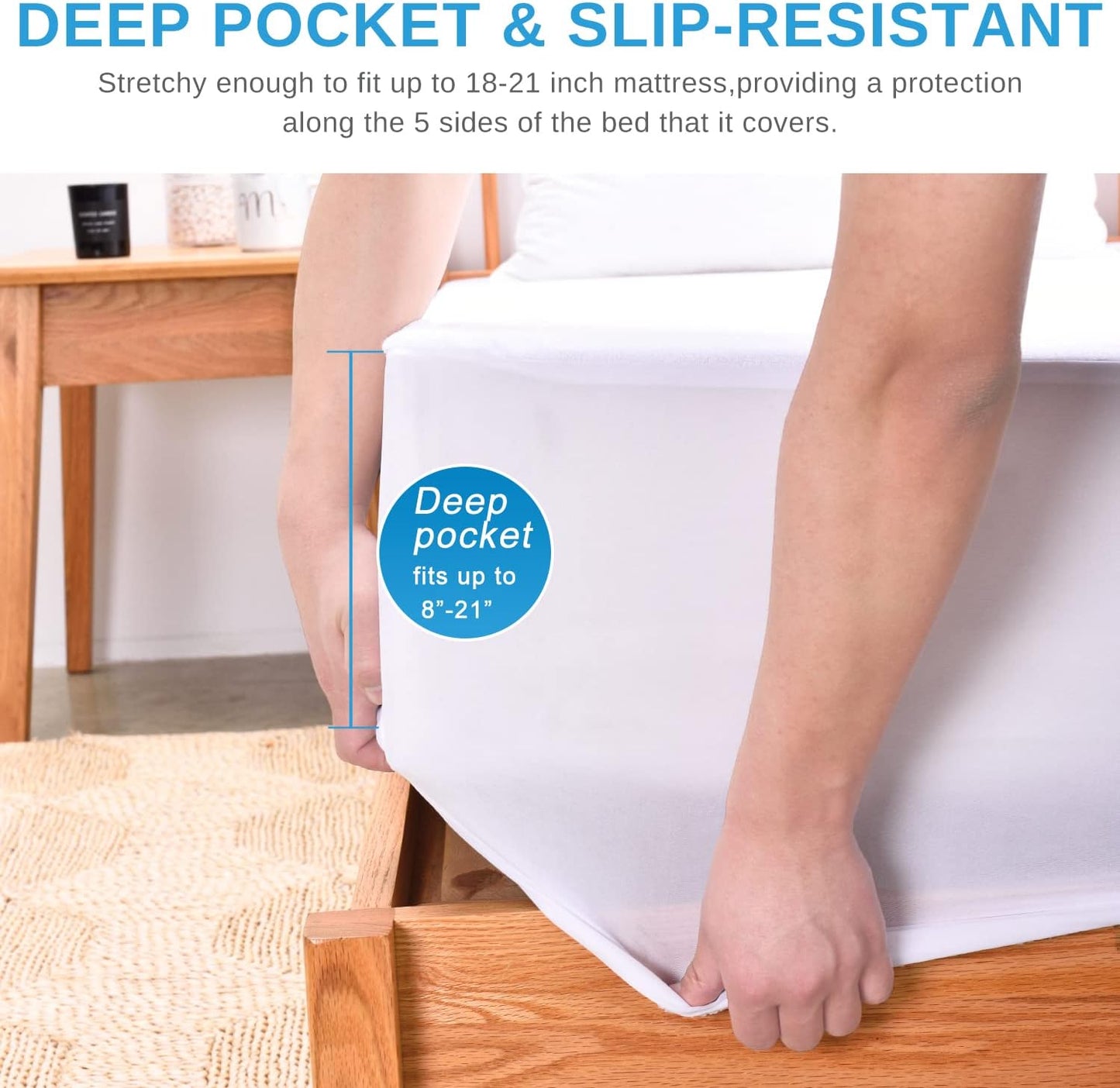 Full Size Cooling Mattress Protector Pad, Breathable Fitted Sheet Style, Waterproof for Pets