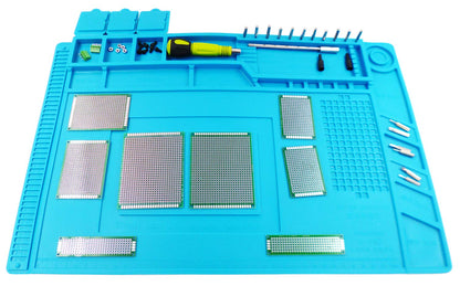 DEYUE Silicone Repair Mat (17.7 x 11.8 Inches, 45 x 30 cm) with Scale Ruler and Screw Position, Soldering Anti-Static, Anti-Corrosion, Heat Resistant Pad for Soldering Electronics, Smartphone