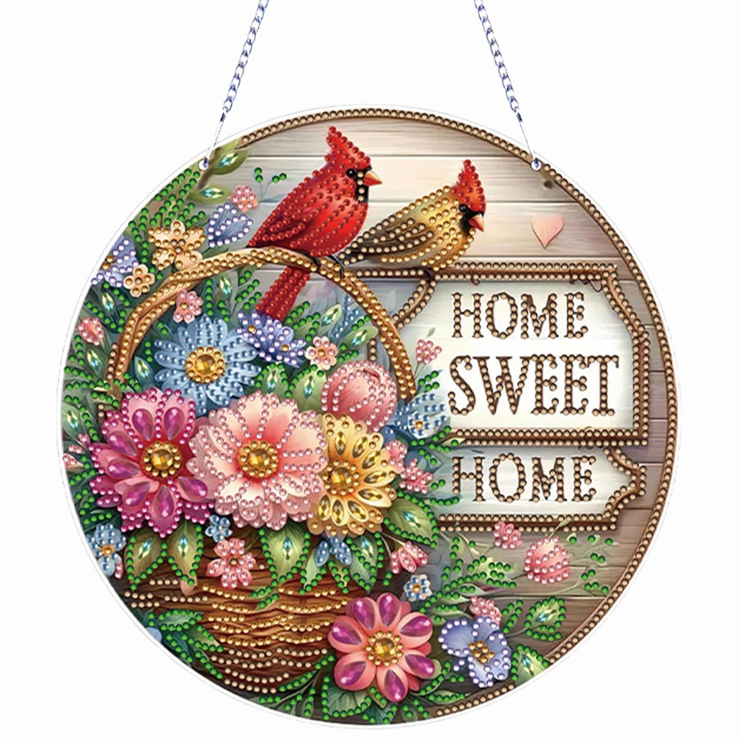 SULUNMO Diamond Art Hanging Kit, Diamonds Art Painting Pendant for Adults, DIY Gem Painting Board Kit for Window Door(Sweet Family-1)