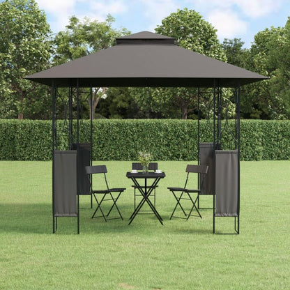 Anthracite Steel Outdoor Gazebo, Large 118x118 Inch Polyester Fabric Canopy, Powder-Coated Frame for Patio, Garden, Events Outdoor Structures