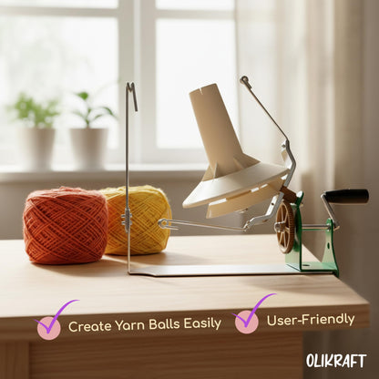 Olikraft Large Yarn Winder Large Capacity 10 oz - Hand Operated Metal Jumbo Yarn Winder - Durable Crochet Tools & Accessories