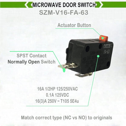 LONYE SZM-V16-FA-63 Microwave Door Switch for LG GE Microwave Oven SZM-V16-FD-63