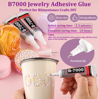 25000Pcs Resin Rhinestones for Crafting, Transparent AB 2-6mm Mixed Sizes Non Hotfix Flatback Gems with 1Pcs Glue, Bedazzling Crystal for DIY Craft Clothing Mugs Tumblers Shoes Fabric Decor Nail Art