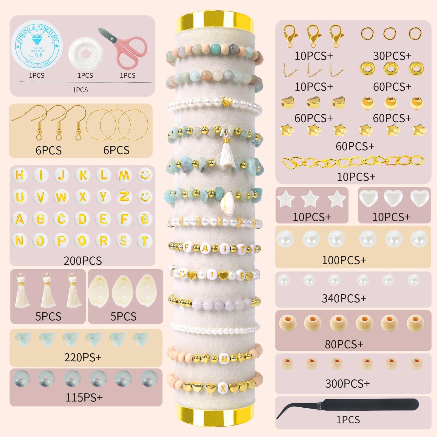 TOIPINIO Bracelet Making Kit Jewelry Making Supplies Kit Natural Stone Beads for DIY Craft Friendship Bracelet/Necklace/Earrings for Adults 1736PCS (Amazonite)