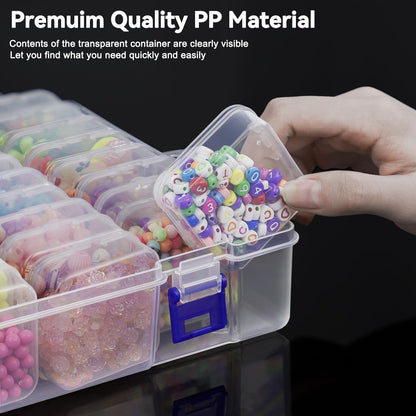 DILIBRA Bead Organizer Box, 138Pcs Small Bead Organizers and Storage Plastic Cases, Mini Clear Storage Containers Boxes with Hinged Lid for Diamond Painting Accessories Seed Jewelry DIY Craft