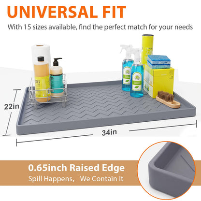TigeJoy 34" x 22" Under Sink Mats for Kitchen Waterproof, Leak-Proof Silicone Mat Sink Protector and Cabinet Liner, Kitchen Essentials Organizer and Storage, Boot or Shoe Tray, Pet Feeding Mat