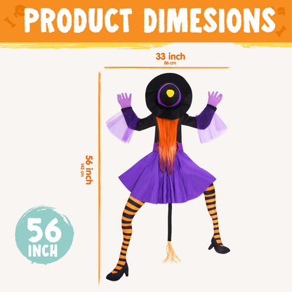 JOYIN 55'' Crashing Witch Halloween Tree Decorations Outdoor, Flying Witch on Broom Hanging Decorations for Yard, Porch, Door, Lawn, Haunted House Prop