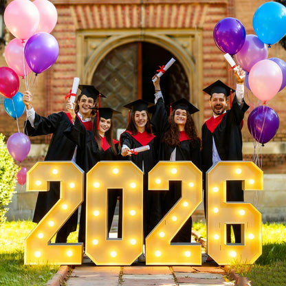 ZUOKEMY 2.3 FT LED Light Up Number Sign - Class of 2026 Marquee Letters, Christmas & New Year Graduation Decor for Indoor Outdoor Celebration & Photo Backdrop
