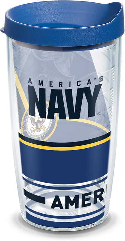 Tervis Navy Forever Proud Made in USA Double Walled Insulated Tumbler, 16oz Travel Cup