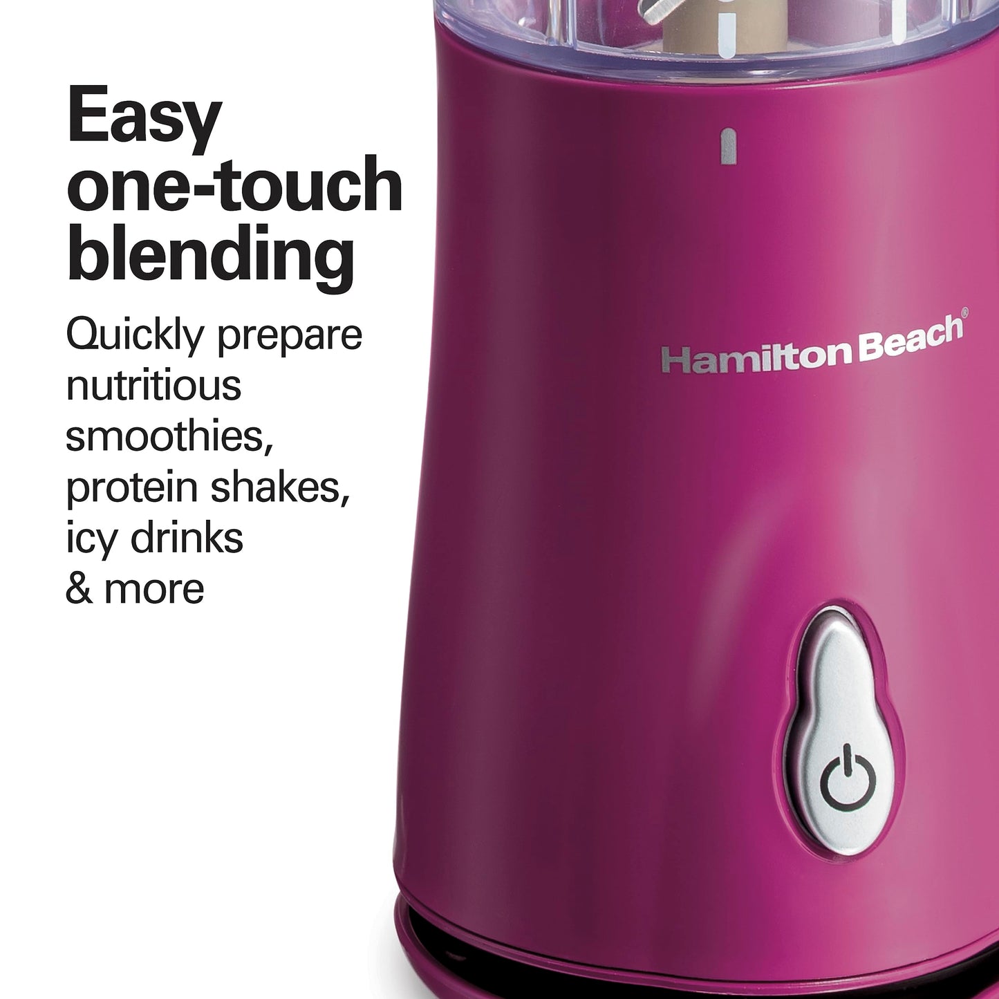 Hamilton Beach Portable Blender for Shakes and Smoothies, 14 Oz BPA Free Travel Cup & Lid, Durable Stainless Steel Blades, Personal Smoothie Blender, Raspberry, 51131G