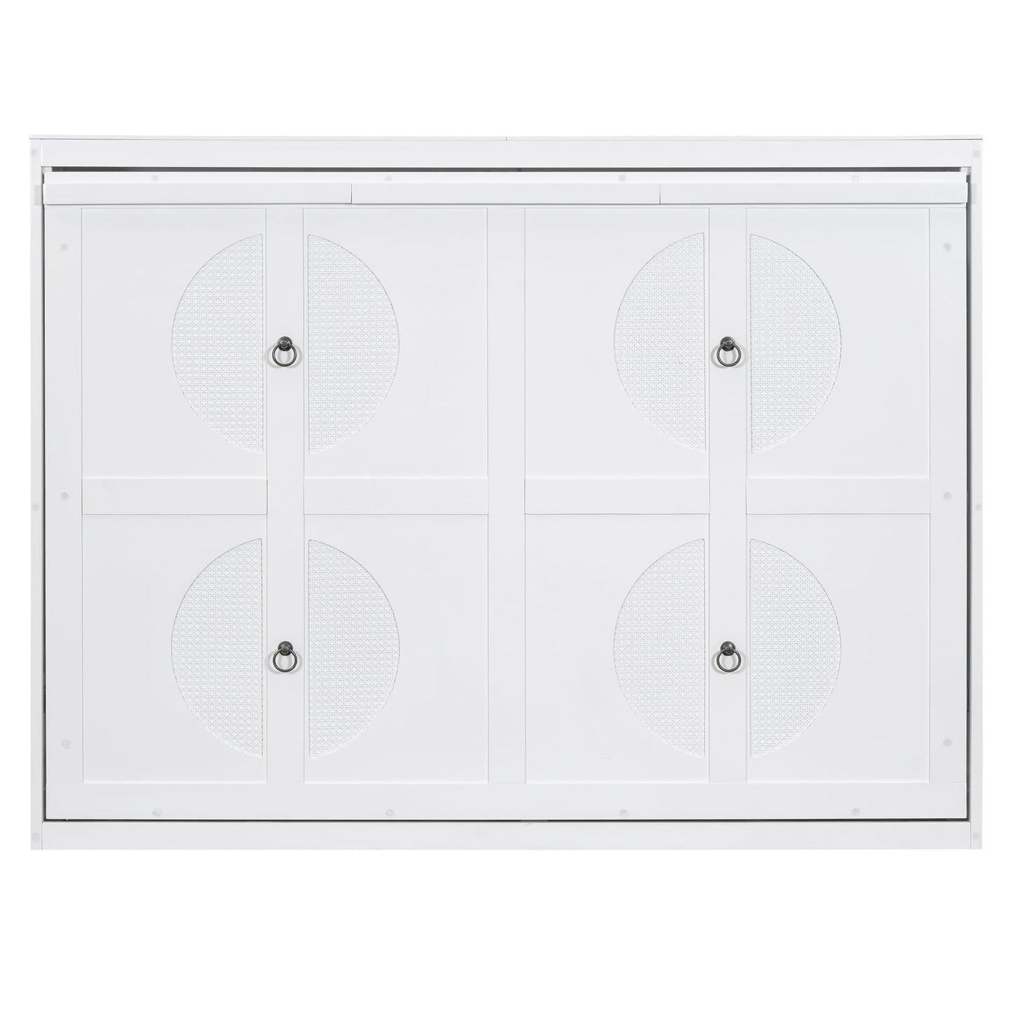 Ball & Cast Murphy Bed Full Size Wall Chest with Charging Station and Slat Support,Wood Hideaway Cabinet Platform Bedframe w/Leg,can be Folded,Space-Saving,for Small Room,Dorms,White