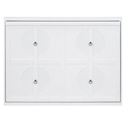 Ball & Cast Murphy Bed Full Size Wall Chest with Charging Station and Slat Support,Wood Hideaway Cabinet Platform Bedframe w/Leg,can be Folded,Space-Saving,for Small Room,Dorms,White