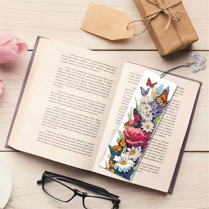 4pcs Butterfly Diamond Art Bookmarks,Flowers Diamond Painting Bookmark Kits for Adult,DIY Gem Art Small Crafts with Rhinestone Tassel,Paint by Diamonds for Birthday Reader Gifts(Butterfly02)