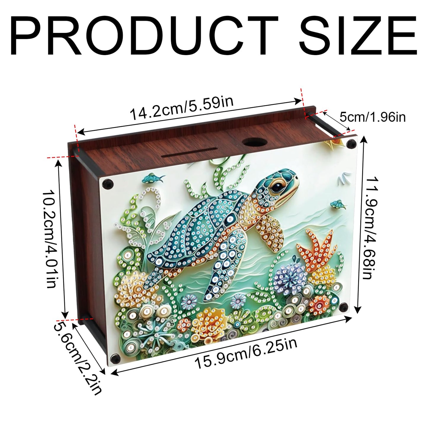 JZHYOAN Diamond Art Painting Acrylic Piggy Bank, DIY Sea Turtle Diamond Art Painting Creative Design Coin Savings Bank, Diamond Art Special Shape Partial Mosaic Money Saving Box for Adults