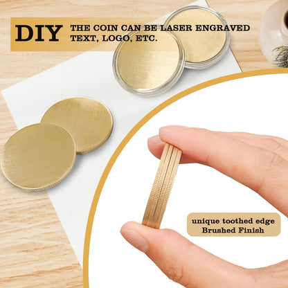 10 Pieces Blank Challenge Coin Brass Laser Engraving Blanks 40mm Diameter Full Flat Surface Coin Blanks with Acrylic Protection Box Pattern for DIY Crafts Engraving(Thickness 2mm)