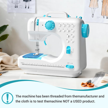 Verdanika Beginner Sewing Machine, 12 Built-in Stitches with Foot Pedal, 2-Speed Control, Portable Mini Sewing Machine for Home Travel Use & Sewing Enthusiasts (blue)